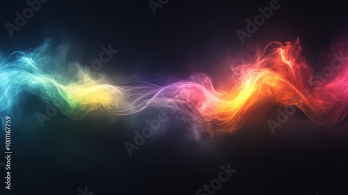 Vertical colorful electric line on black background with high contrast lighting