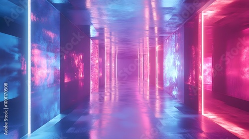 "Virtual Holographic Neon Art Installation in a Digitally Enhanced Futuristic Realm" 