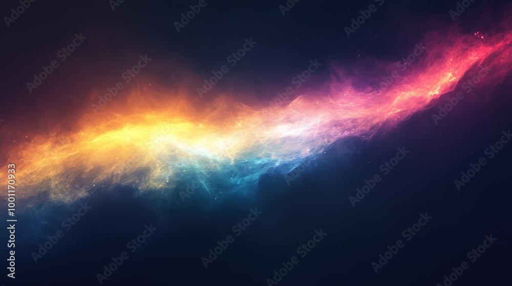 Fototapeta premium Vertical colorful electric line on black background with high contrast lighting