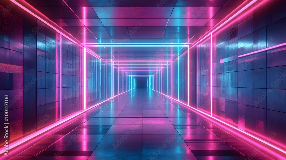 Fototapeta premium Futuristic Holographic Art Glowing with Neon Lights in a Digital Dimension