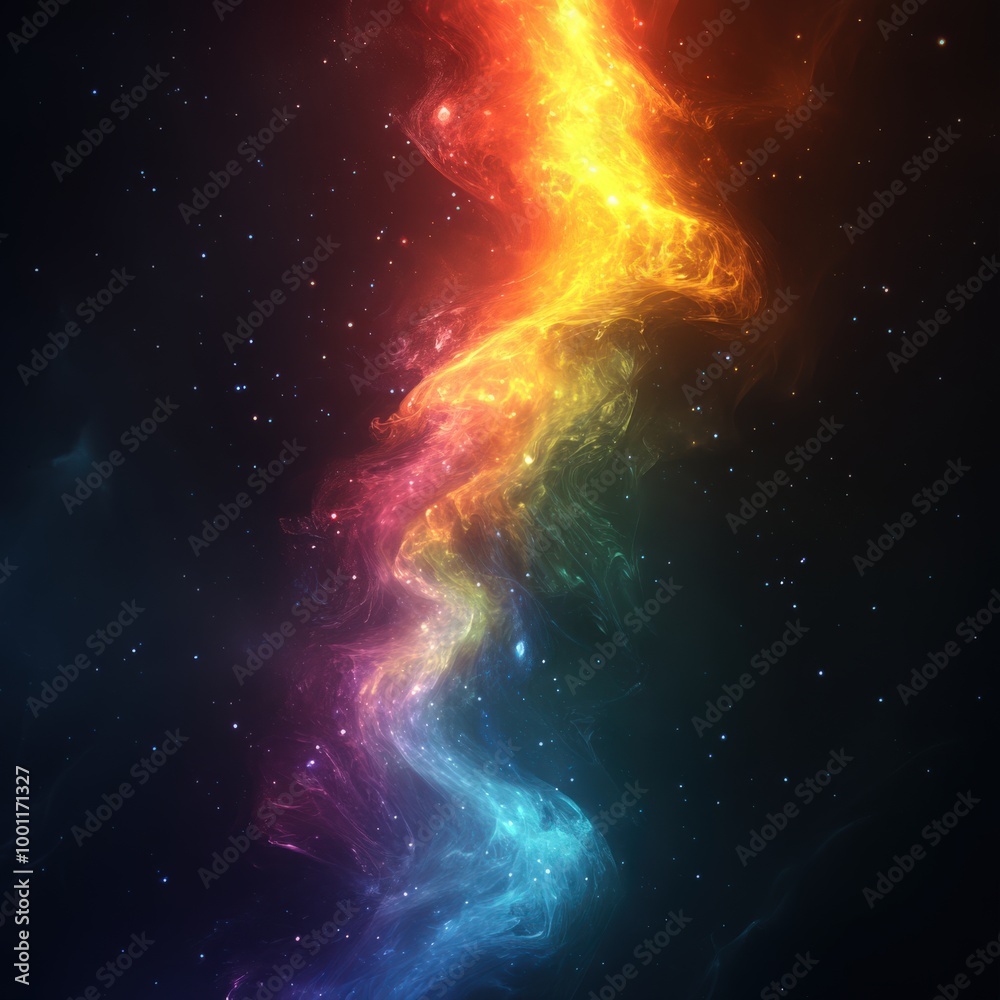 Vertical colorful electric line on black background with high contrast lighting Vertical colorful electric line on black background with high contrast lighting