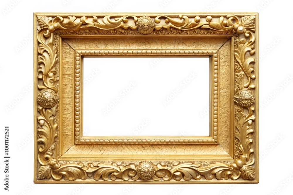 A modern minimalist ornate golden frame with subtle texture and soft focus, isolated on a pure white background, perfect for inserting your favorite image. A modern minimalist ornate golden frame with subtle texture and soft focus, isolated on a pure white background, perfect for inserting your favorite image.