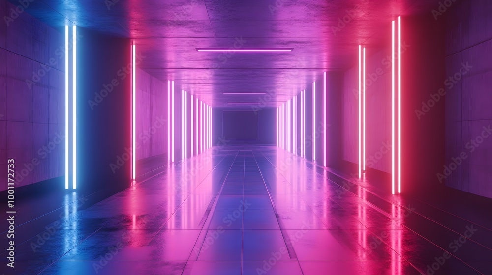 Fototapeta premium Holographic Neon Art Illuminating the Boundless Realms of a Futuristic Digital World