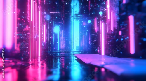 Futuristic Neon-Lit Holographic Art in a Digital Space of Infinite Possibilities