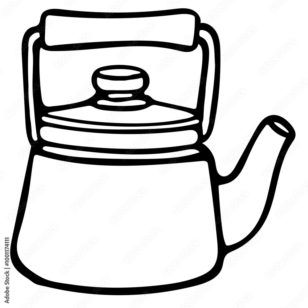 Obraz premium Tea pots and tea cups icon doodles