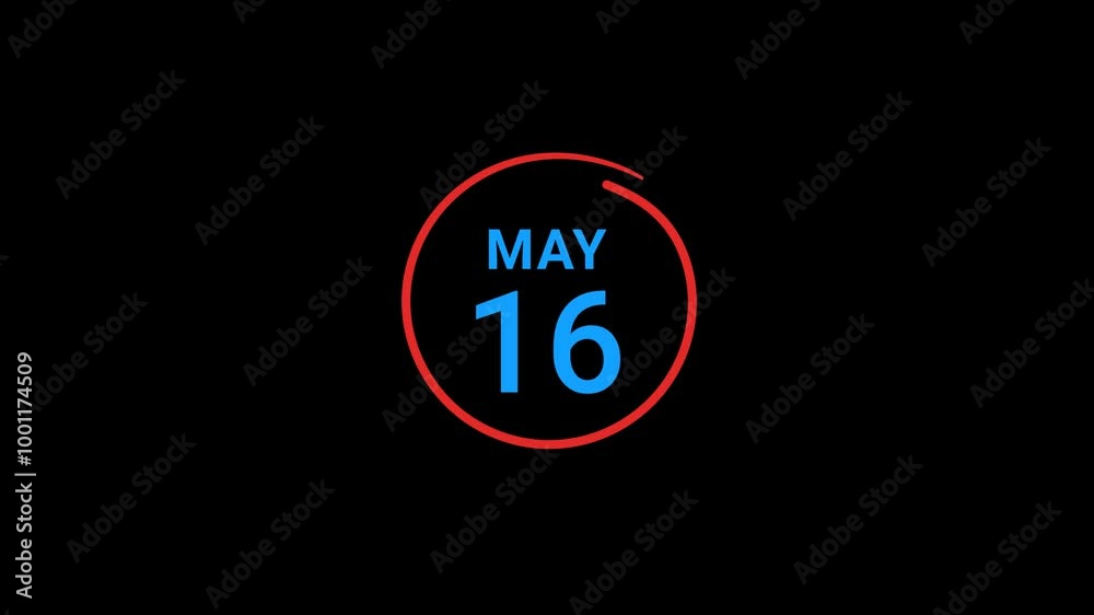 16th May calendar date Animation