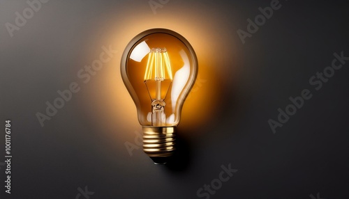 A flat lay image of an idea light bulb, symbolizing creativity and innovation, captured from a top-down perspective