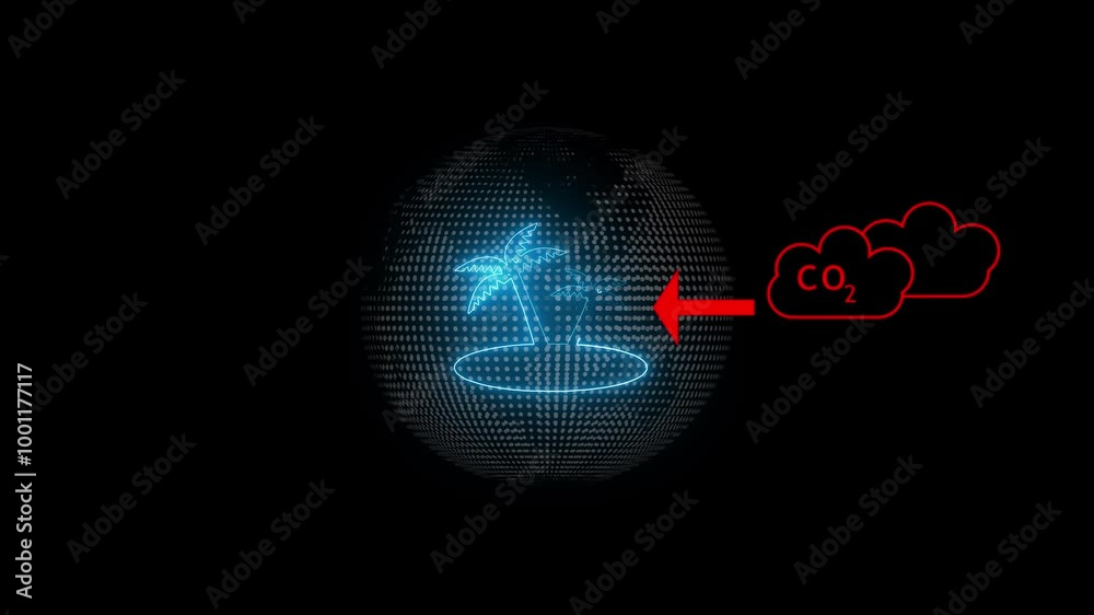 Trading to offset greenhouse gas emissions. carbon dioxide is stored in the plant roots on black background Trading to offset greenhouse gas emissions. carbon dioxide is stored in the plant roots on black background