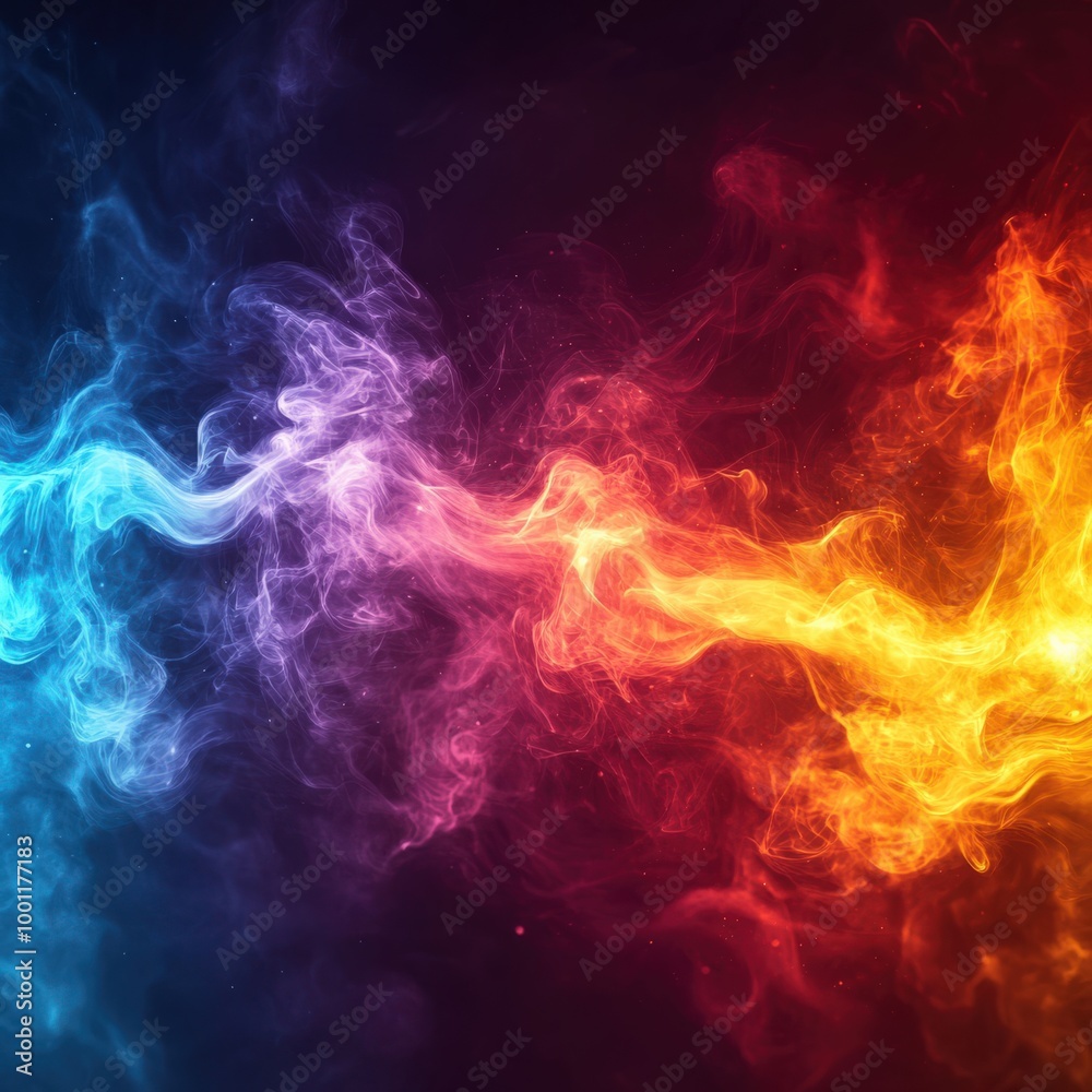 Fototapeta premium Vertical colorful electric line on black background with high contrast lighting