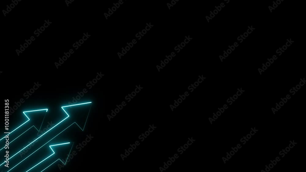 Neon three arrow directional, animation on black background. Neon three arrow directional, animation on black background.