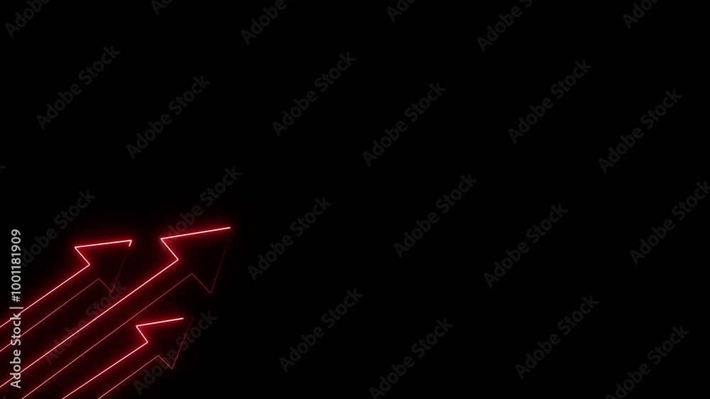 Neon three arrow directional, animation on black background.