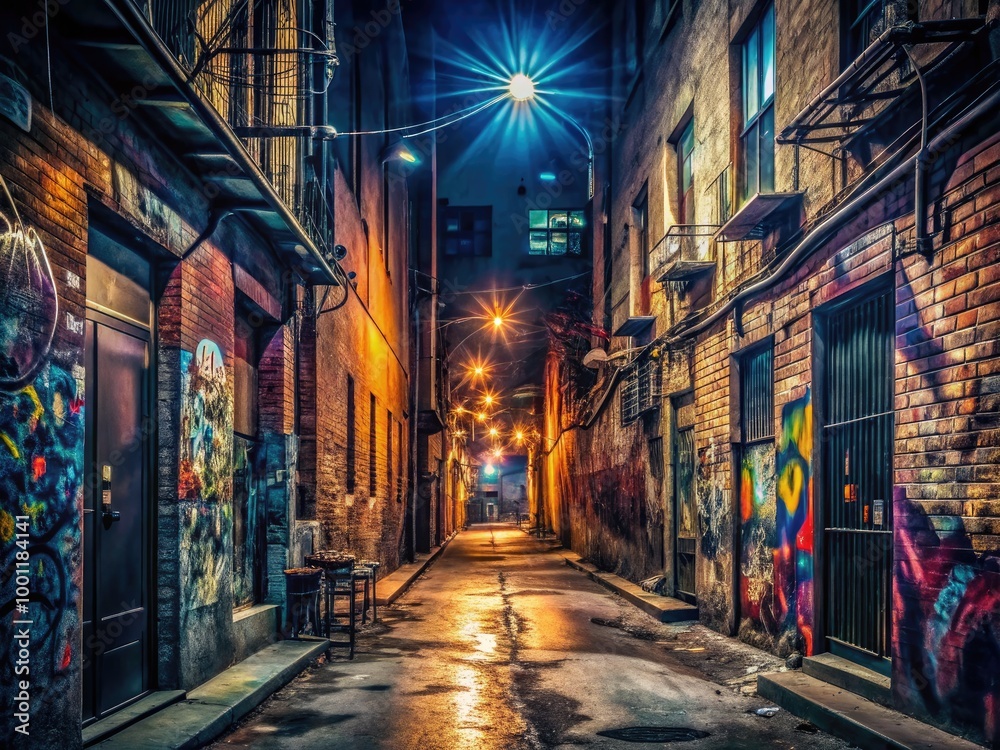 Dark and gritty urban alleyway with graffiti-covered walls, dim lighting, and a sense of intense conflict and struggle, perfect for fight scenes or dramatic storytelling. Dark and gritty urban alleyway with graffiti-covered walls, dim lighting, and a sense of intense conflict and struggle, perfect for fight scenes or dramatic storytelling.