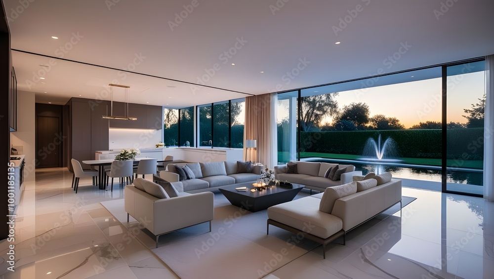 Beautiful living room interior in new luxury home with open concept floor plan Beautiful living room interior in new luxury home with open concept floor plan
