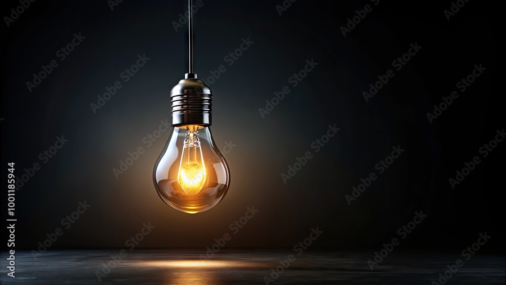 Darkness surrounds a lone illuminated light bulb suspended in mid-air, casting an ethereal glow on the pitch-black background, evoking a sense of mystery and intrigue. Darkness surrounds a lone illuminated light bulb suspended in mid-air, casting an ethereal glow on the pitch-black background, evoking a sense of mystery and intrigue.