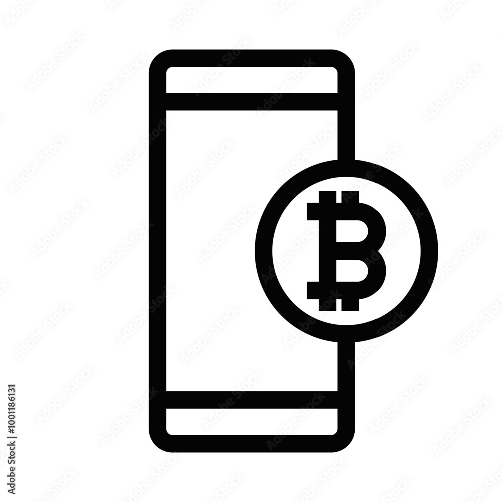 Vector illustration of a smartphone with a Bitcoin symbol, representing cryptocurrency and digital finance. Vector illustration of a smartphone with a Bitcoin symbol, representing cryptocurrency and digital finance.