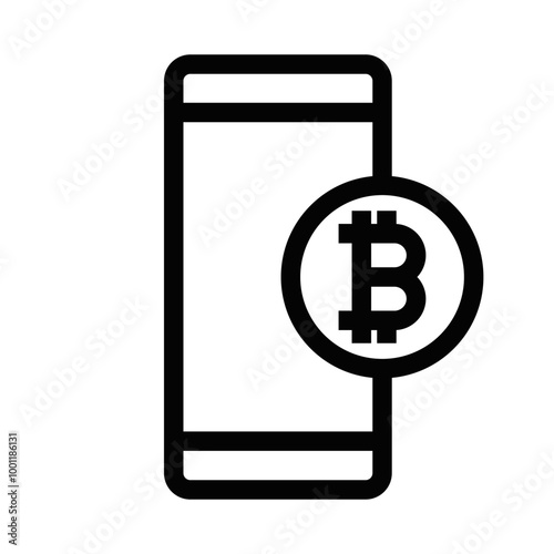 Vector illustration of a smartphone with a Bitcoin symbol, representing cryptocurrency and digital finance.