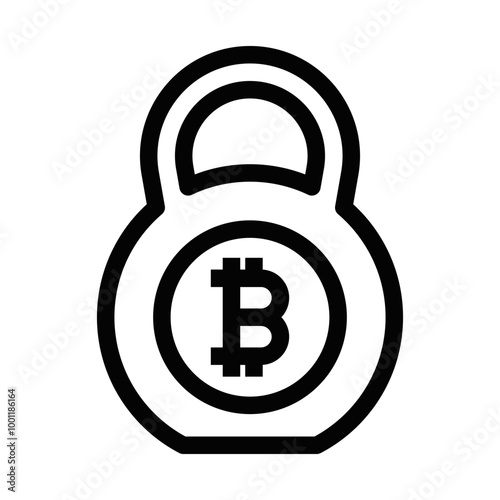 Vector illustration of a weight with a Bitcoin symbol, depicting cryptocurrency investment challenges or financial burden. Editable stroke.