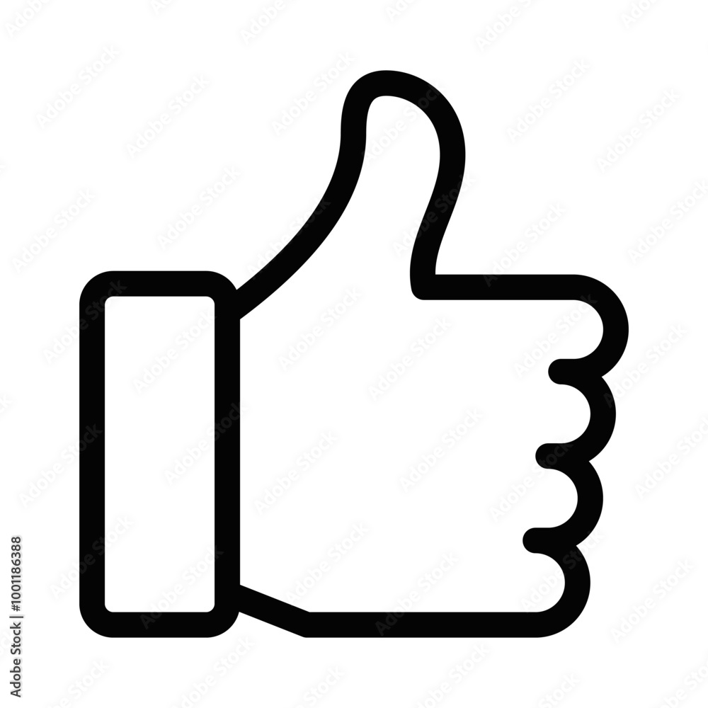 Vector illustration of a thumbs up icon, symbolizing approval, like, or positive feedback. Editable stroke. Vector illustration of a thumbs up icon, symbolizing approval, like, or positive feedback. Editable stroke.