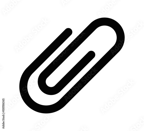 Vector illustration of a paperclip icon, symbolizing attachment, office supplies, or organization in documents. Editable stroke.