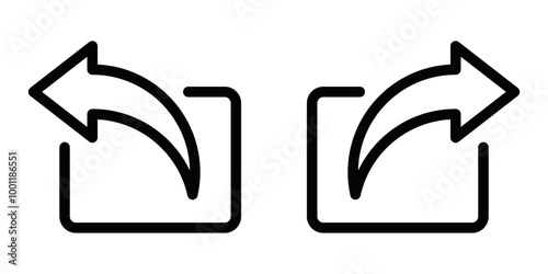 Vector illustration of share arrows icons, perfect for sharing content, social media, and communication concepts. Editable stroke.