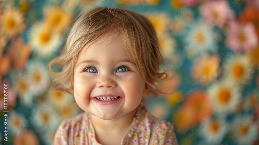 A young girl with blonde hair and blue eyes is smiling and looking at the camera A young girl with blonde hair and blue eyes is smiling and looking at the camera