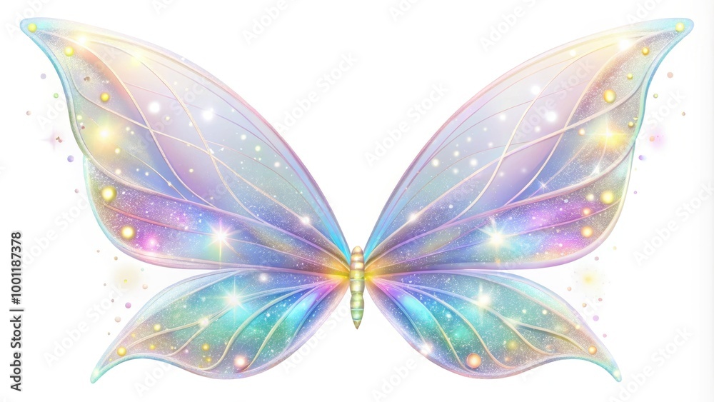 Delicate, iridescent fairy wings with subtle sparkle and gentle curves, isolated on a transparent background, perfect for magical and whimsical design elements. Delicate, iridescent fairy wings with subtle sparkle and gentle curves, isolated on a transparent background, perfect for magical and whimsical design elements.