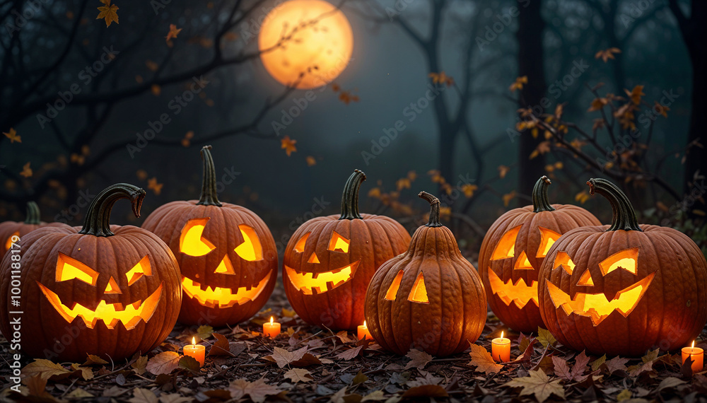 Halloween background with pumpkins. Autumn. Background for halloween banner Halloween background with pumpkins. Autumn. Background for halloween banner
