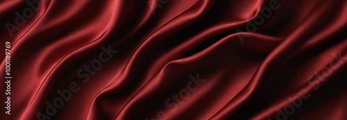 close-up of a red satin material with a smooth and shiny texture, captured in a slow motion shot