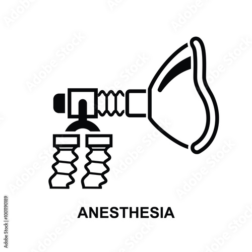 Anesthesia icon. The black anesthesia symbol isolated on background vector illustration.