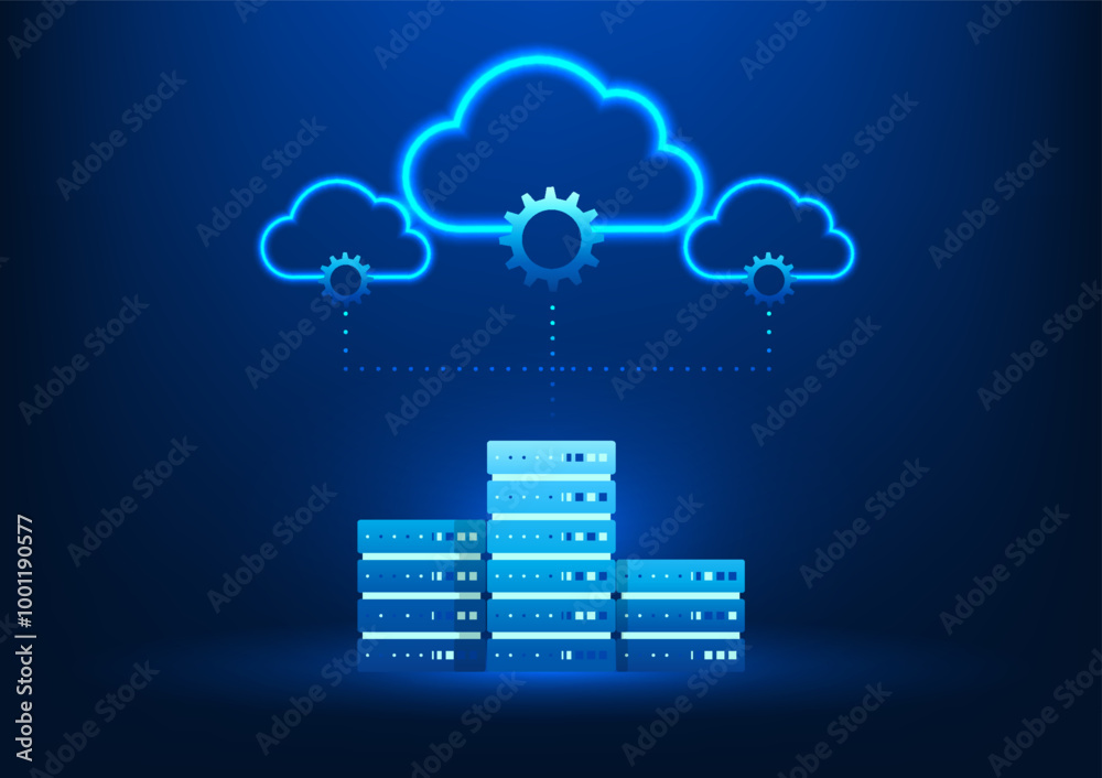 Cloud Technology Background, Cloud-connected servers, representing efficient data storage and collaboration in the digital age.