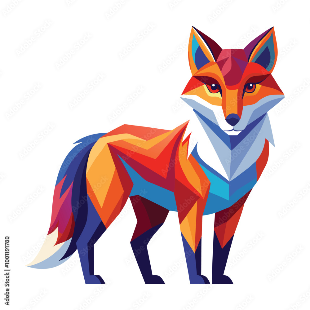 Obraz premium 3d rendering of dynamic colorful fox cartoon vector
