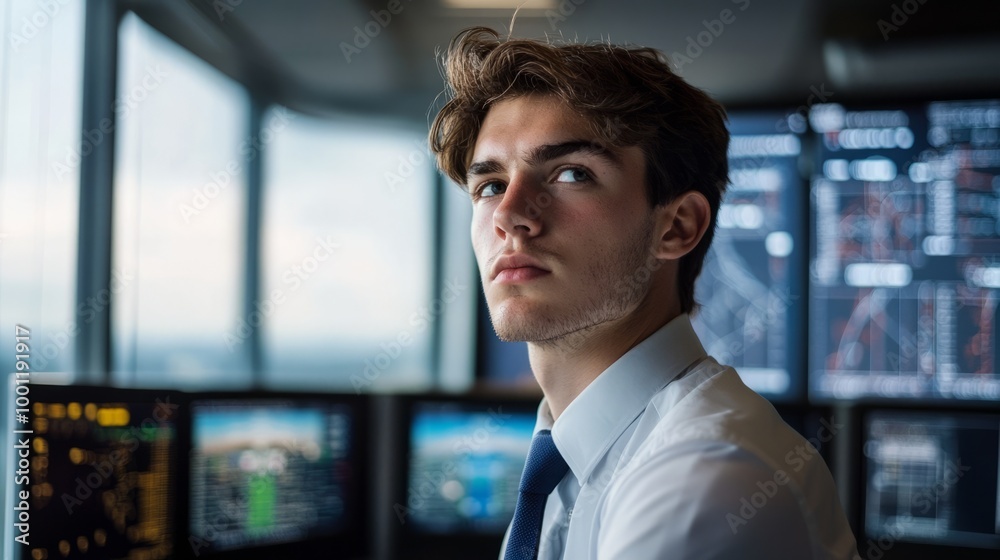 Young Professional in Control Room Young Professional in Control Room