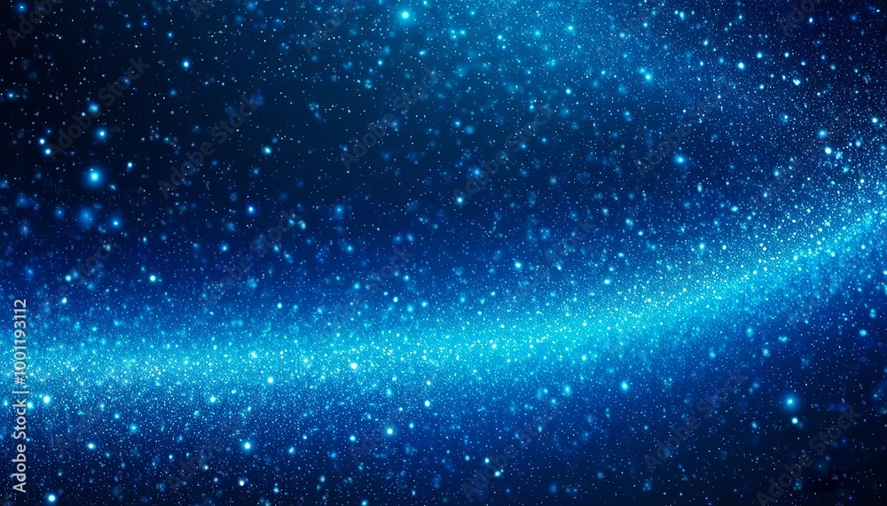 Fototapeta premium Abstract blue glowing sky filled with stars and light, perfect for Christmas. Made with Generative AI Technology
