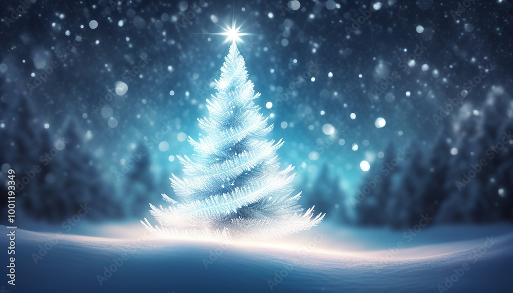 Abstract Christmas trees made of snow strands swirling through snowy mist. Made with Generative AI Technology Abstract Christmas trees made of snow strands swirling through snowy mist. Made with Generative AI Technology