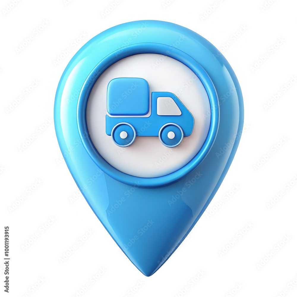 Water delivery truck icon on a crisp white background for service representation. Generative AI Water delivery truck icon on a crisp white background for service representation. Generative AI
