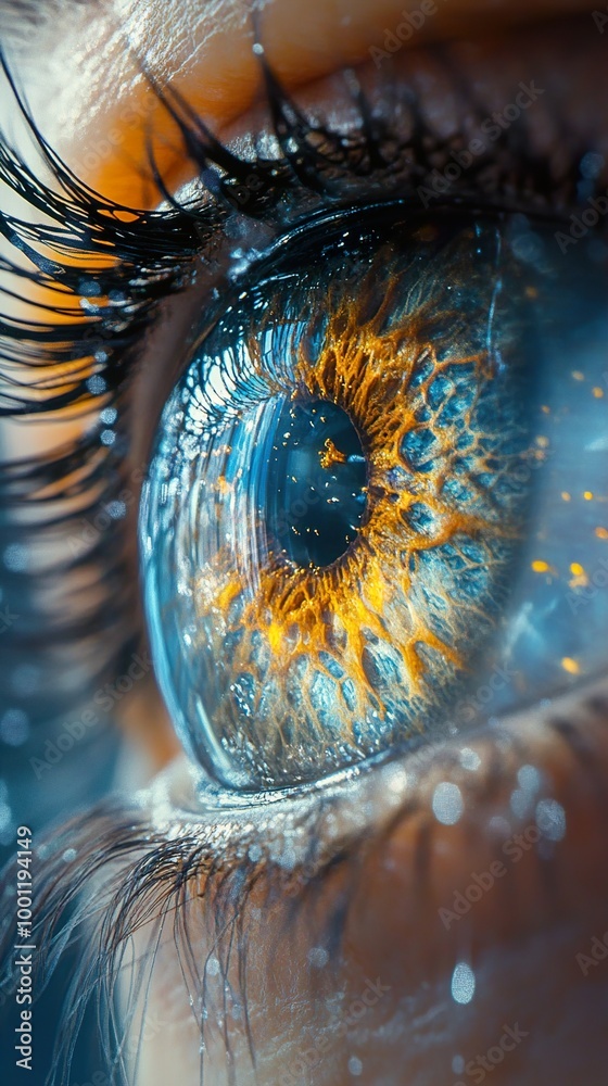 Close Up of a Blue Eye with Gold Sparkle Close Up of a Blue Eye with Gold Sparkle