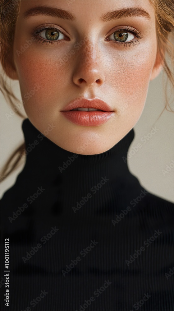 Close-up Portrait of a Beautiful Woman with Freckles Close-up Portrait of a Beautiful Woman with Freckles