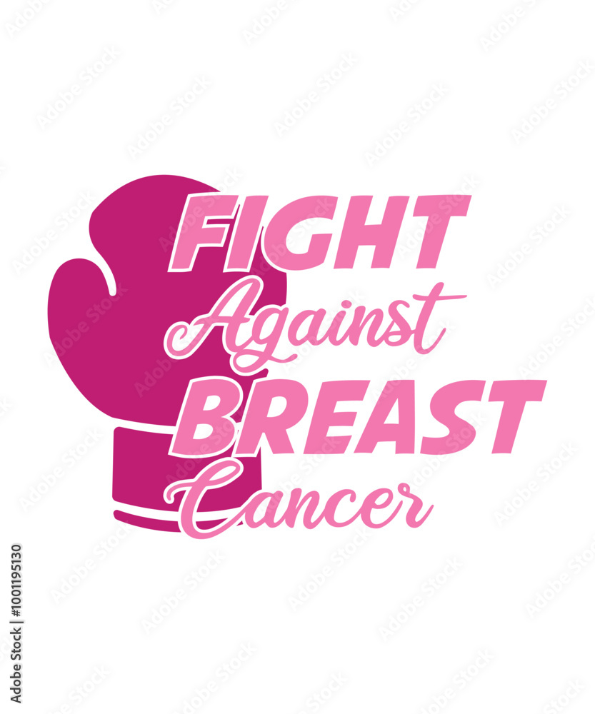 Fototapeta premium Fight Against Breast Cancer T-shirt, Pink Boxing Gloves Vector Awareness Design Template