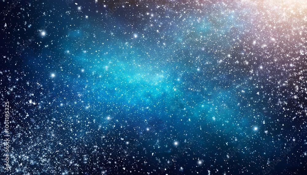 Obraz premium Blue and gold glowing glitter in the midnight sky. Made with Generative AI Technology