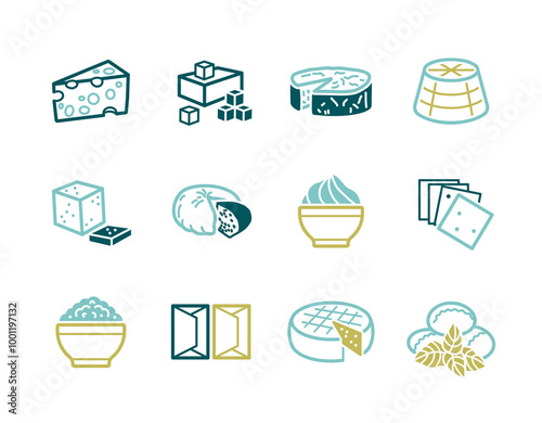 Cheese vector icon set. Dairy products sign