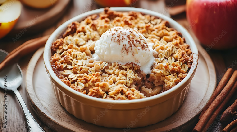 Apple Crumble with Vanilla Ice Cream Apple Crumble with Vanilla Ice Cream