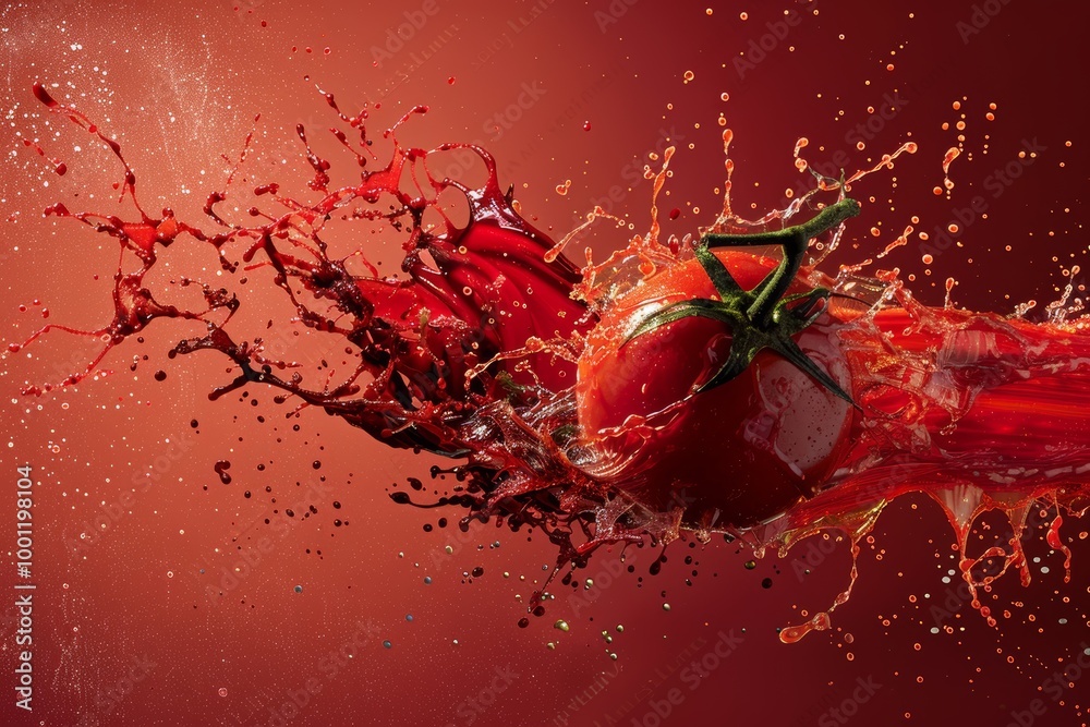 Dynamic splashing tomato art Dynamic splashing tomato art
