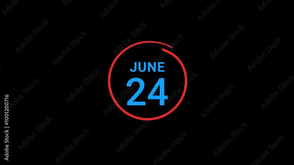 24th June Calendar date Animation 24th June Calendar date Animation
