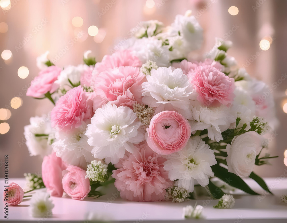 Bouquet de fleurs roses et blanches