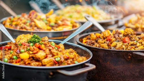 Vibrant Food Stalls at a Bustling Market Timelapse