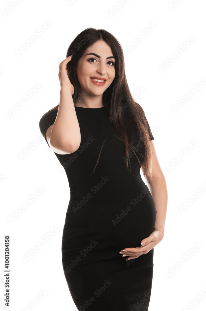 Portrait of beautiful pregnant woman on white background Portrait of beautiful pregnant woman on white background