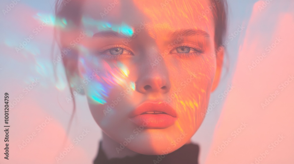 Prismatic distortion photo effect mockup with a captivating design.