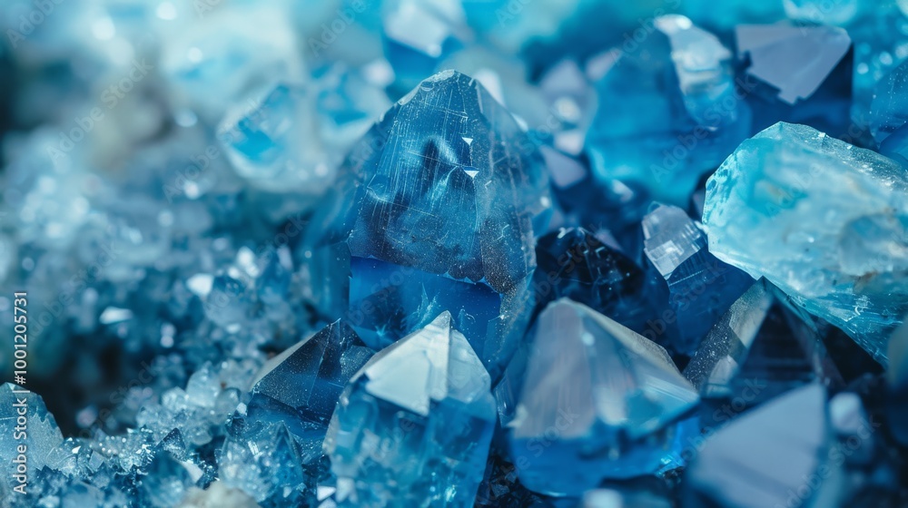 An arrangement of sparkling blue crystals exudes a magical and otherworldly charm, with each facet catching the light and producing a glimmering effect. An arrangement of sparkling blue crystals exudes a magical and otherworldly charm, with each facet catching the light and producing a glimmering effect.