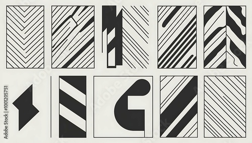 Set of black and white geometric shapes. Vector illustration for your design photo