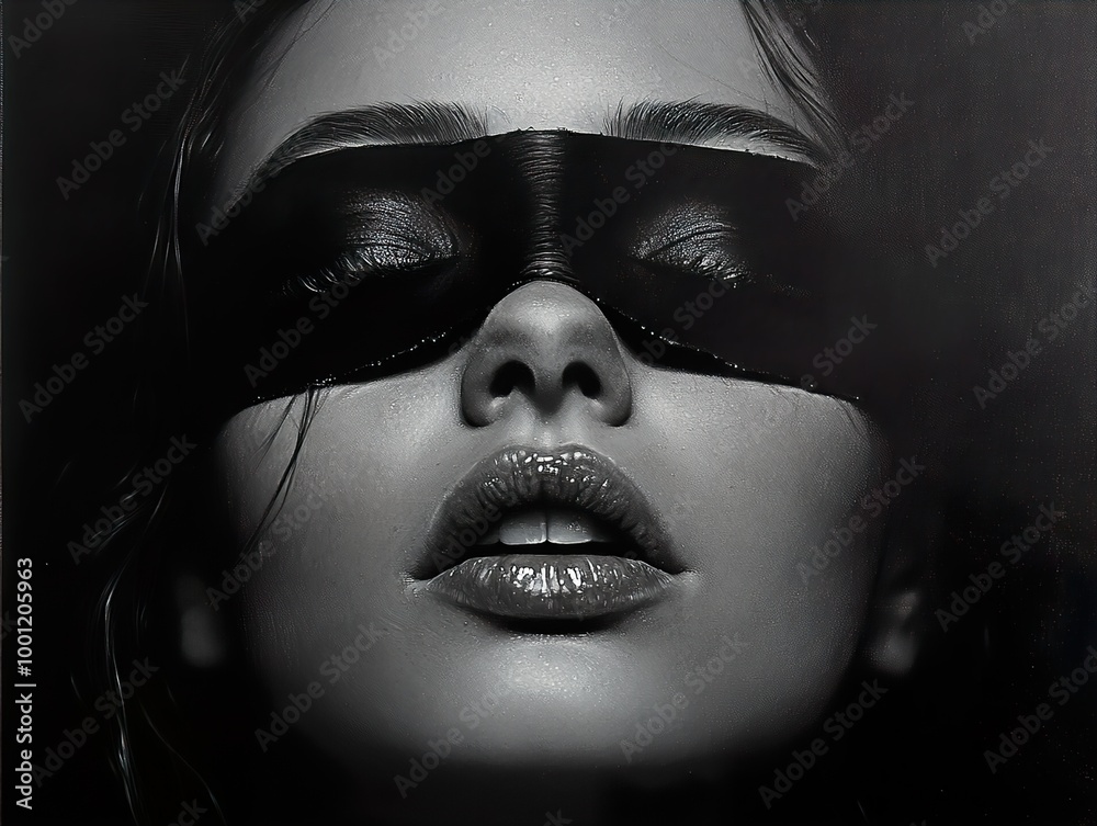 Sensual Black and White Portrait of a Woman with Eyes Closed Sensual Black and White Portrait of a Woman with Eyes Closed